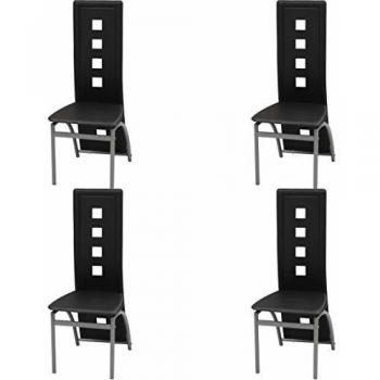 Día y Noche Sillas de comedor 4 unidades cuero sintético negro