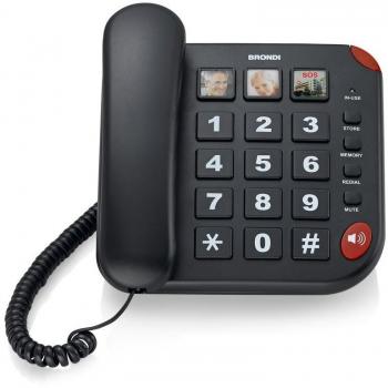 BRONDI BRAVO 15 TELEFONO A FILO CON GRANDI TASTI COLORE NERO