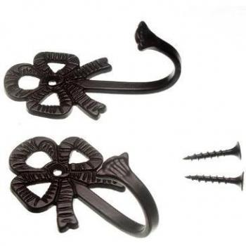 0mm Black Curtain Tie Back Hold Back Hook with Screws