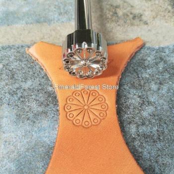 Handmade Leather Imprint Tool Round Flower Core