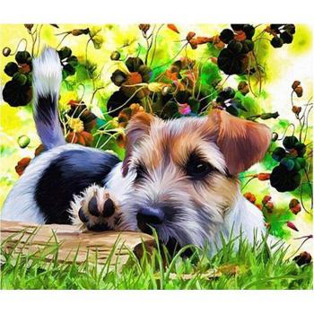 Cross Stitch Diamond Painting: Forest Shih Tzu Dog, Full Resin, 20x30cm