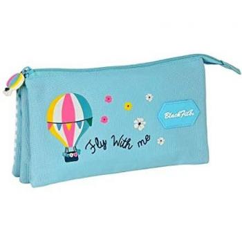 Estuche Escolar BlackFit8 Fly with me Blanco Azul cielo 22 x 12 x 3 cm