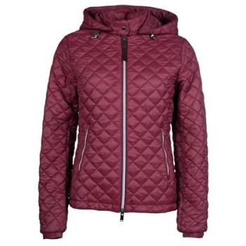 XS Wine Red HKM Stella Quilted Coat
