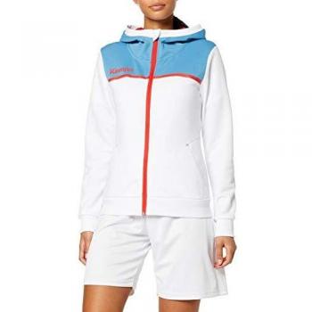 Chaqueta con capucha Kempa Ebbe & Flut, Mujer, Blanco/Azul, XS