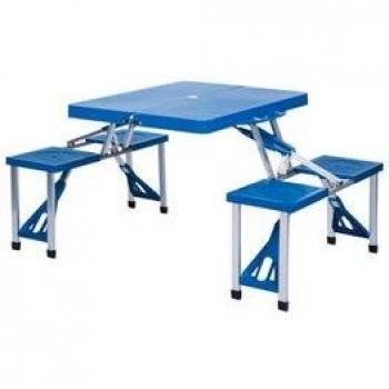 Mesa Camping Aktive con 4 Taburetes Azul