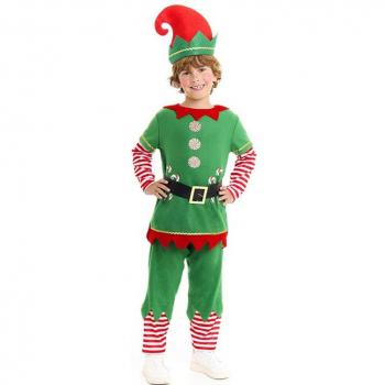 Atuendo de Elfo Polar para Niño en Verde y Rojo