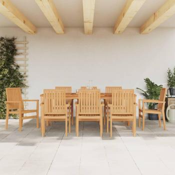 Lot de 8 chaises de jardin en teck, empilables
