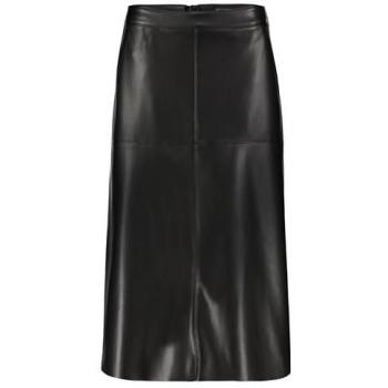 Betty Barclay Midirock in Leder-Optik, Faltenrock A-Linie, Schwarz, Größe 42