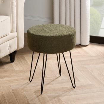 Teddy Round Bouclé Hairpin Cushioned Footrest