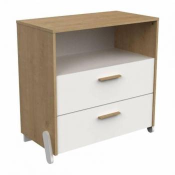 Cassettiera Hamilton 2 Cassetti Rovere e Bianco Opaco 73X74 Cm
