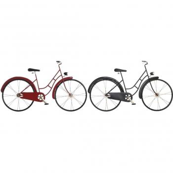 Arte Urbana Biciclette Vintage DKD 79,5x4x47 cm – Rosso/Nero (Pacchetto di 2)