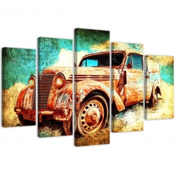 Set di Quadri 5 Pezzi Auto Rustica 100x70