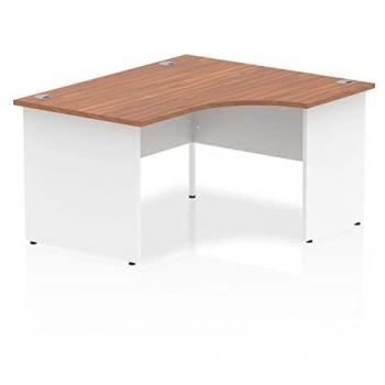 Impulse 1400mm Right Crescent Desk Walnut Top White Panel End Leg