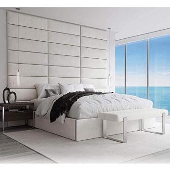 Panneau Tête de Lit Capitonné Beige 76 cm