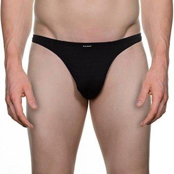 Bruno Banani Herren String Check Line, Large, Schwarz