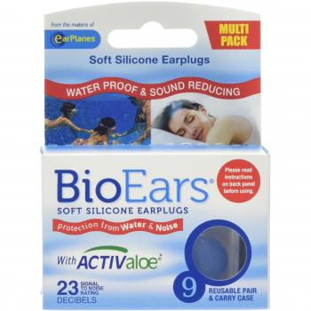 BioEars Soft Silicone Earplugs with ACTIValoe, 9 pairs