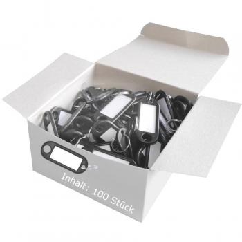 Porte-clés avec anneau, noir, diamètre 18 mm