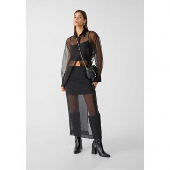 Stradivarius Gonna Midi Nero in Organza Taglia XL