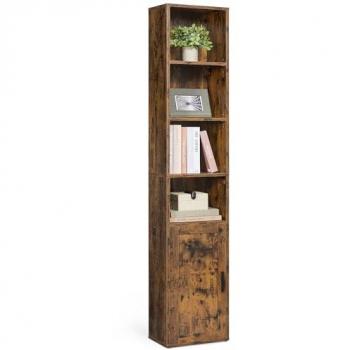 Living Room & Home Office Tall Bookcase in Rustic Brown – 6 Levels, 31.8 W × 175 H