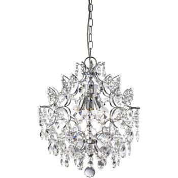 Netlighting Harrietta 3 Light Chrome Ceiling Pendant with Crystals, E14