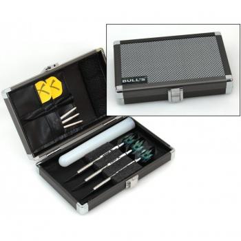 BULL'S Dartsafe L Aluminium Etui, Silber/Schwarz