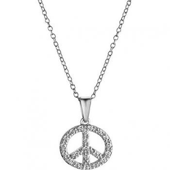 Kette mit Anhänger CELESTA Boho Peace mit Kette 42+3cm 925 Silber Zirkonia weiss