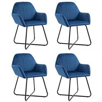 Sedie da Pranzo 4 pz Blu in Velluto Elegante