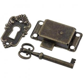 Accesorio vintage: cerradura de cajón y llave artesanal