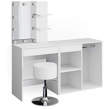 Vicco Schminktisch Isabelle, 140 cm, mit LED-Beleuchtung und Hocker