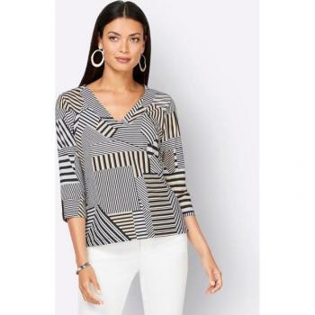 Creation L Damen‑Shirt (3/4‑Arme), Größe 40, gemustert, schwarz‑weiß