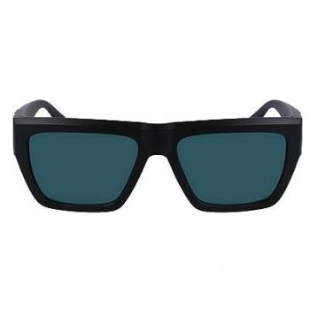 Calvin Klein Sunglasses unisex Black ONE Size Black Plastic Square Sunglasses with Green Lens Accessories