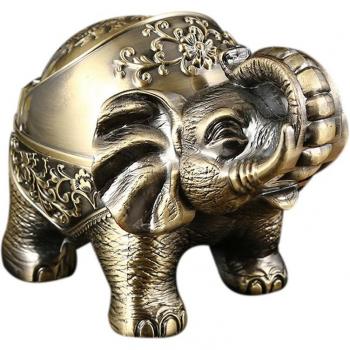 Metal Elephant Ashtray with Lid