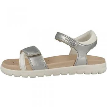 Sandali Geox Bambina Soleima 26: Eleganza Grigio Argento & Bianco