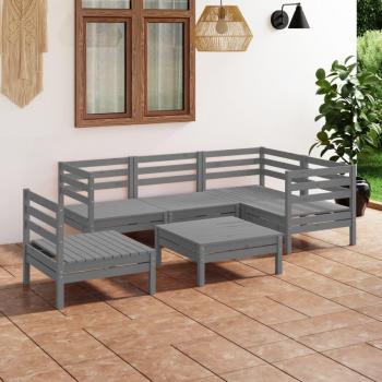 VidaXL: 6 Piece Garden Lounge Set, Solid Pinewood, Grey