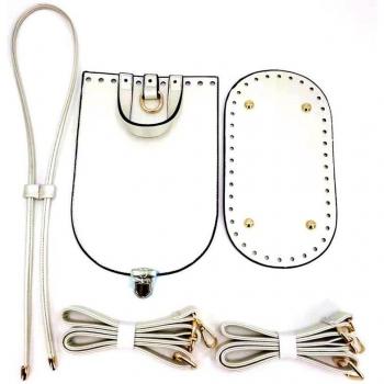5PCS Set of Handmade Woven PU Leather Bag Bottoms and Straps