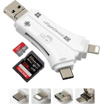 4-in-1 iPhone USB Micro SD & TF Card Reader Adapter