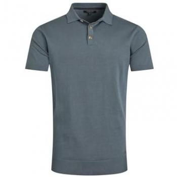 Quentin Cotton Knit Polo – Mid Blue