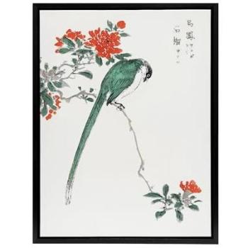 Kashu Long Tailed Tit and Pomegranate Tree Framed Artwork – 24W x 32H