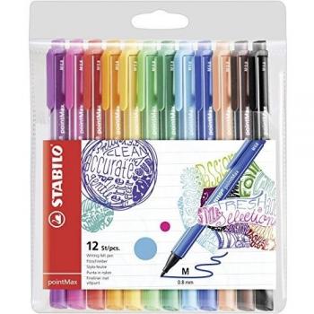 Pennarello PointMax punta feltro 0,80mm Stabilo astuccio 12 colori assortiti