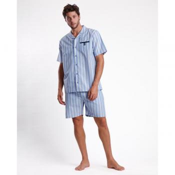 Pijama corto de hombre de tela azul