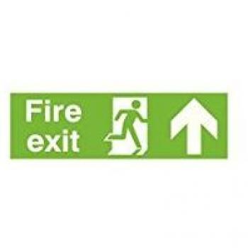 Safety Sign Niteglo Fire Exit Running Man Arrow Up 150x450mm PVC