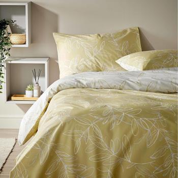 Essentials Cream Linear Leaves Duvet & Pillowcase Bundle – 1.47 kg