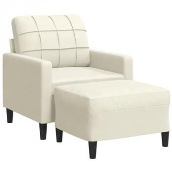 Día y Noche Sillón con taburete terciopelo crema 60 cm
