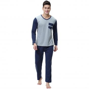 Aibrou Männer-Pyjama Set – 2‑teiliges Langarm