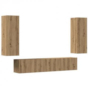 Vidaxl Artisan Oak TV Wall Stand – 4 Piece Kit