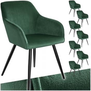 Tectake® gepolsterter Stuhl im Samt-Look mit schwarzen Beinen, 58 x 62 x 82 cm