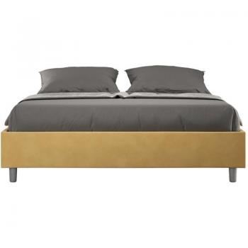 Letto Matrimoniale 160x190 – Ocra, Microfibra, Senza Rete (Azelia)