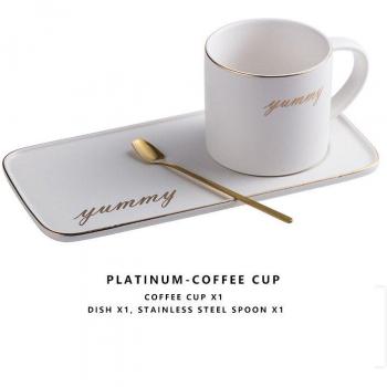 Nordic Style Ceramic Tea and Coffee Mug Set with Gold Spoon
