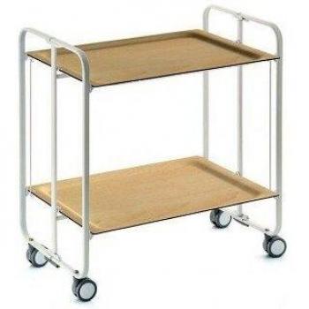 Carrito auxiliar BAUHAUS con ruedas, armazón metálico blanco, 2 bandejas