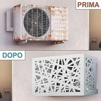 Cubierta para aire acondicionado protector de unidad exterior en aluminio blanco 86x44x68 cm | protección antióxido y diseño moderno